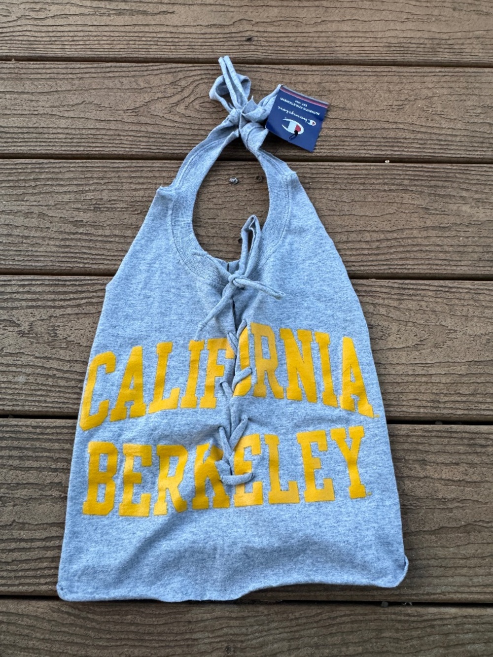 California Berkeley vintage reworked halter lace up top small